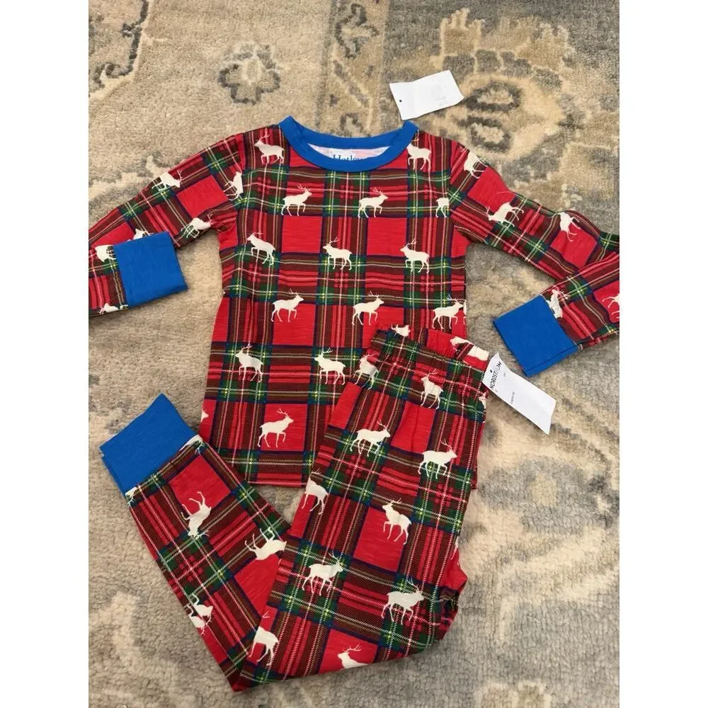 Hatley Boys Elk Plaid Pajama Set Sz 3 NWT